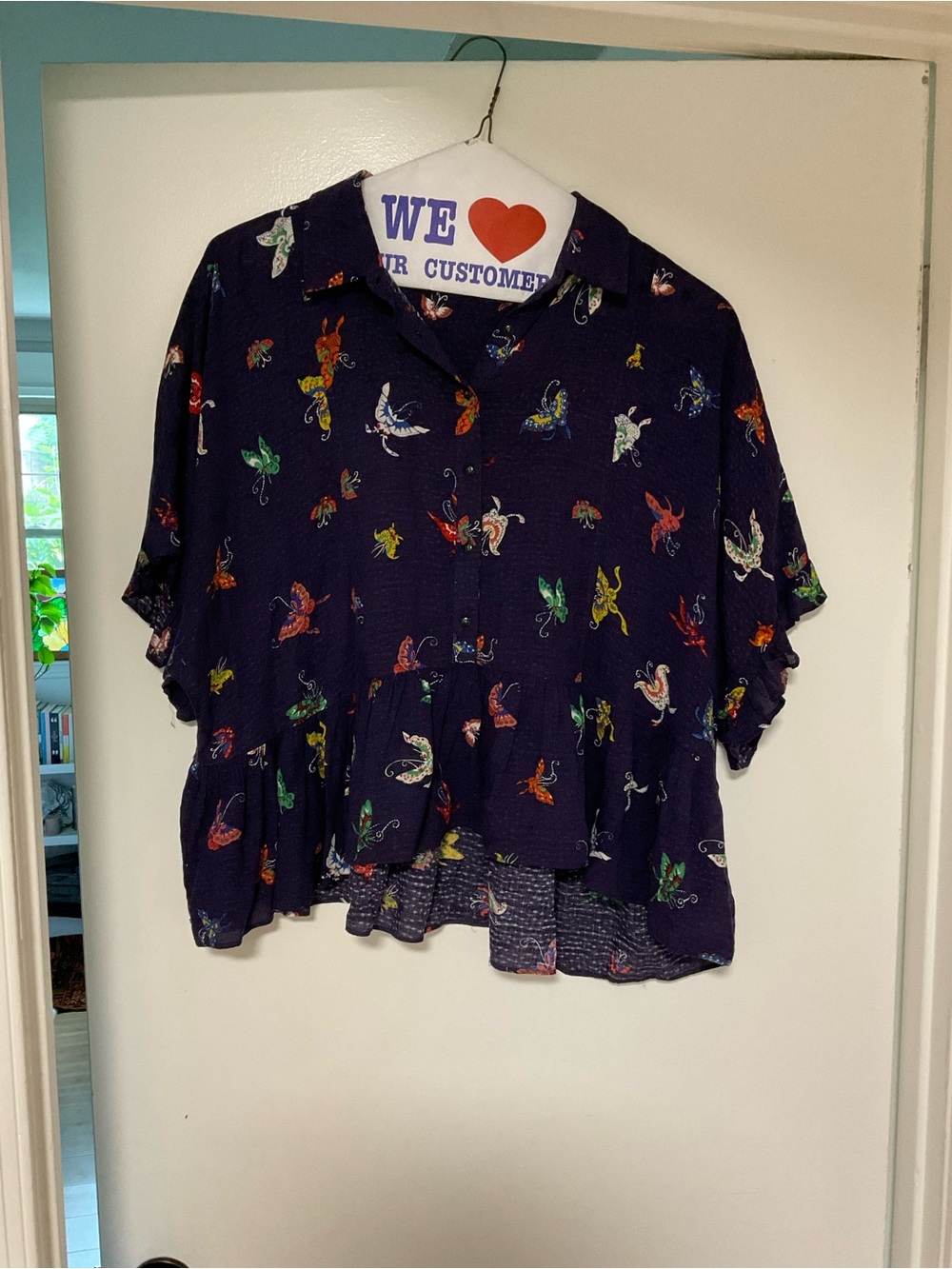 Anthropologie Purple Mallory Ruffled Butterfly Blouse - Picture 2 of 3